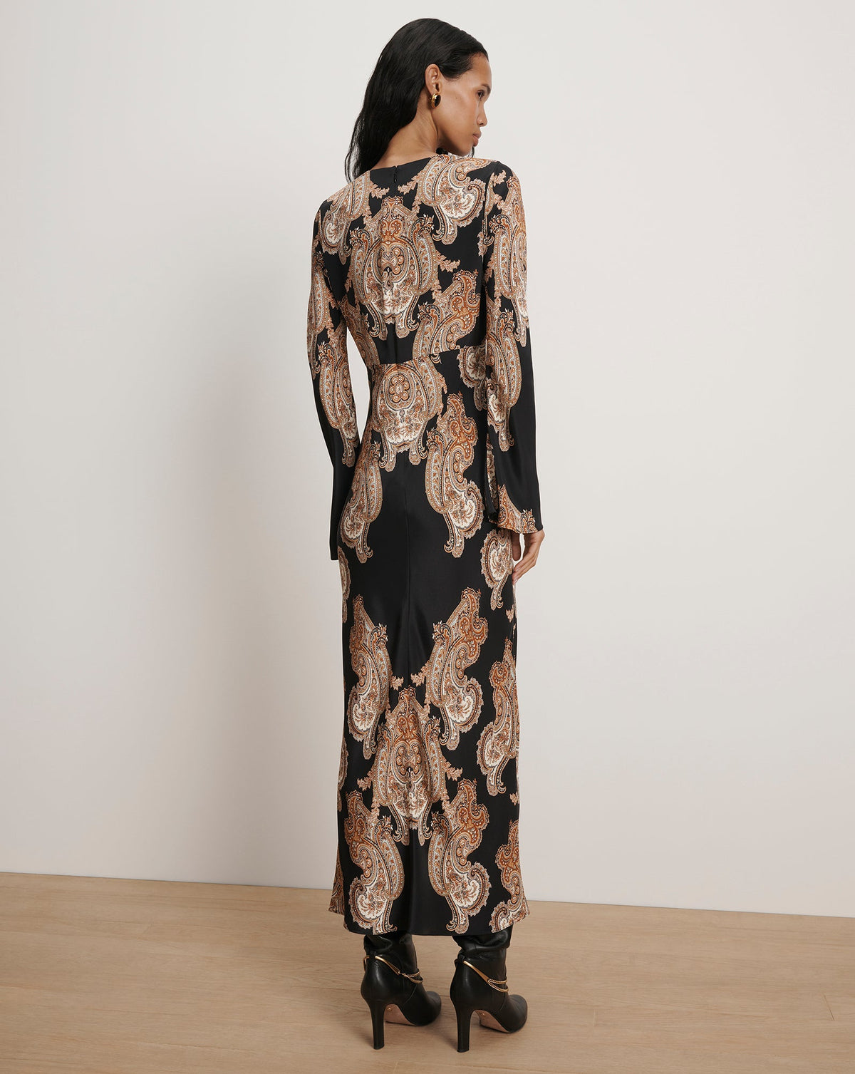 Veronica Beard | Lupita Paisley Midi Dress in Black Multi Black Multi