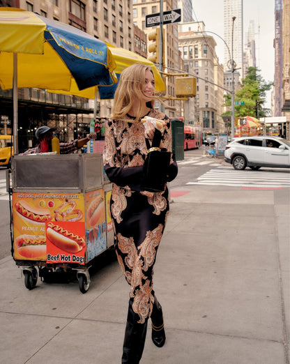 Veronica Beard | Lupita Paisley Midi Dress in Black Multi Black Multi