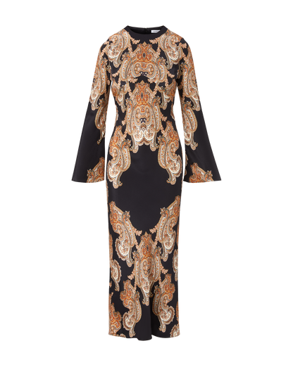 Veronica Beard | Lupita Paisley Midi Dress in Black Multi Black Multi