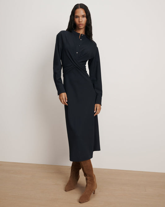 Veronica Beard | Ellers Midi Shirtdress Dress in Navy Navy