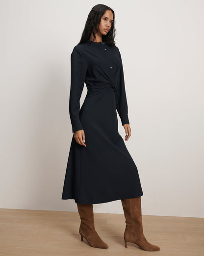 Veronica Beard | Ellers Midi Shirtdress Dress in Navy Navy