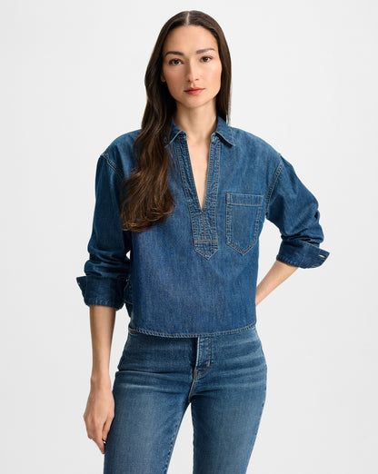 Veronica Beard | Khai Denim Blouse in Bright Blue Bright Blue