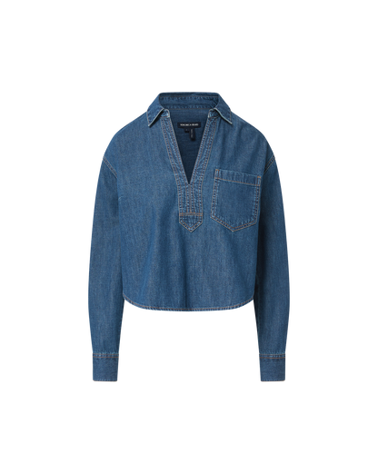 Veronica Beard | Khai Denim Blouse in Bright Blue Bright Blue