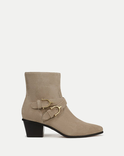 Veronica Beard | Ashby Short Western Ankle Boot in Beige Sand