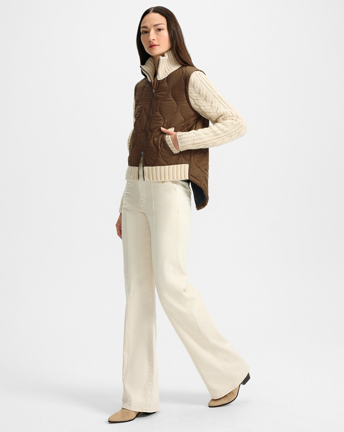 Veronica Beard | Ashby Short Western Ankle Boot in Beige Sand