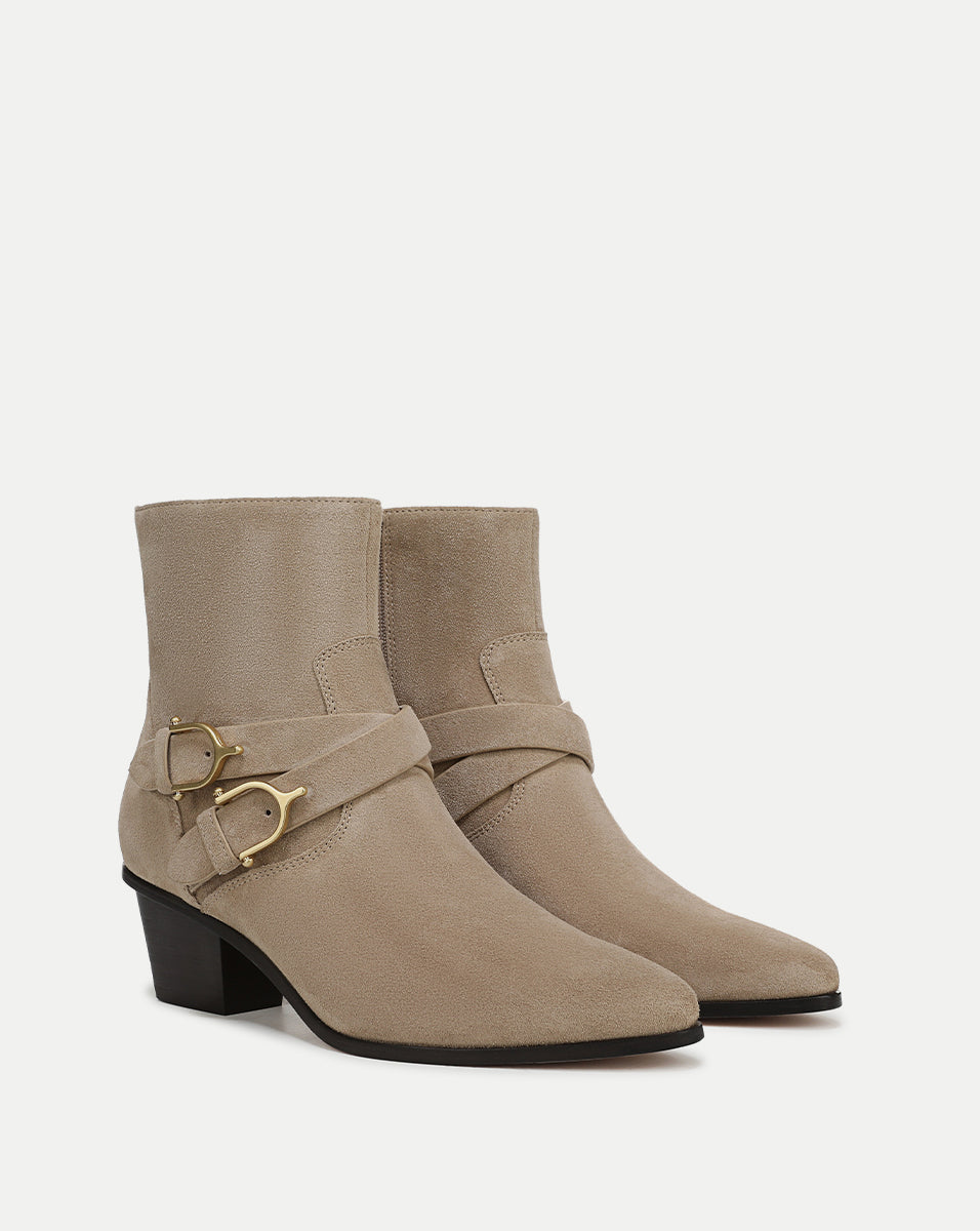 Veronica Beard | Ashby Short Western Ankle Boot in Beige Sand