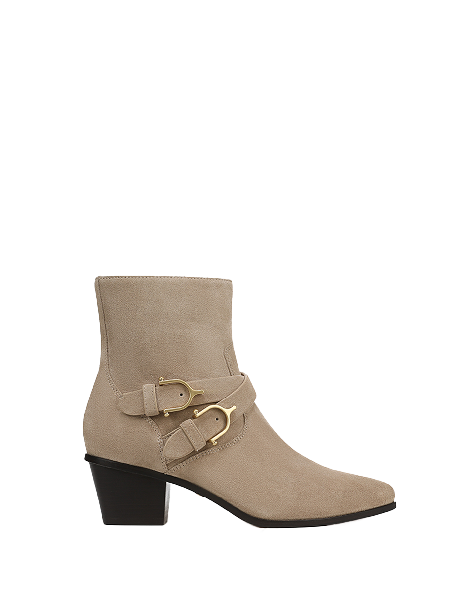 Veronica Beard | Ashby Short Western Ankle Boot in Beige Sand