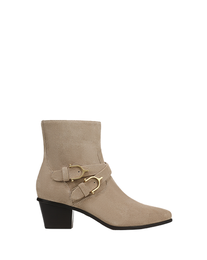 Veronica Beard | Ashby Short Western Ankle Boot in Beige Sand