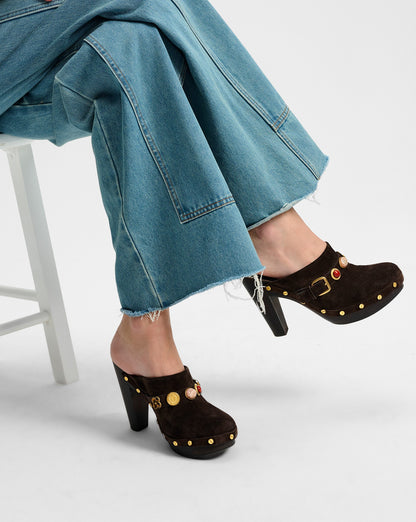 Veronica Beard | Giana Platform Clog in Dark Brown Espresso