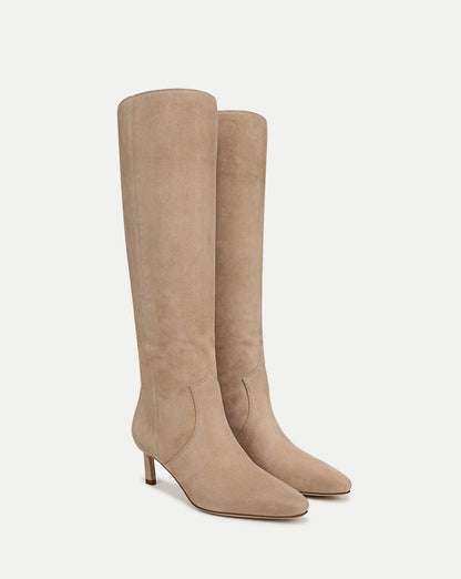 Veronica Beard | Kinna Tall Boot in Beige Suede Sand