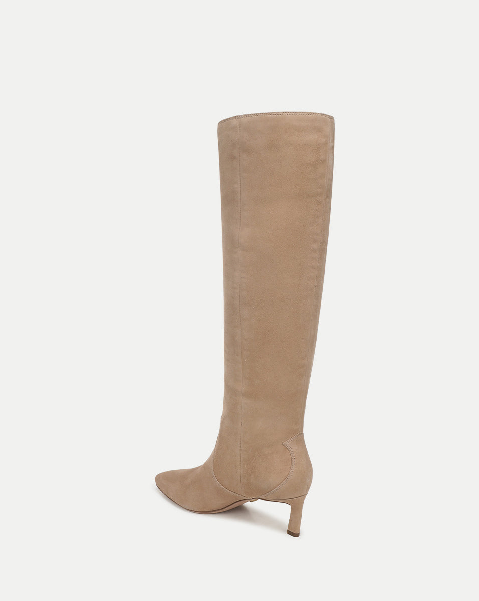 Veronica Beard | Kinna Tall Boot in Beige Suede Sand