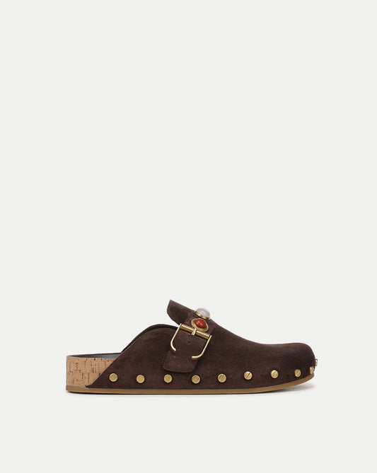 Veronica Beard | Fern Embellished Clog in Dark Brown Espresso
