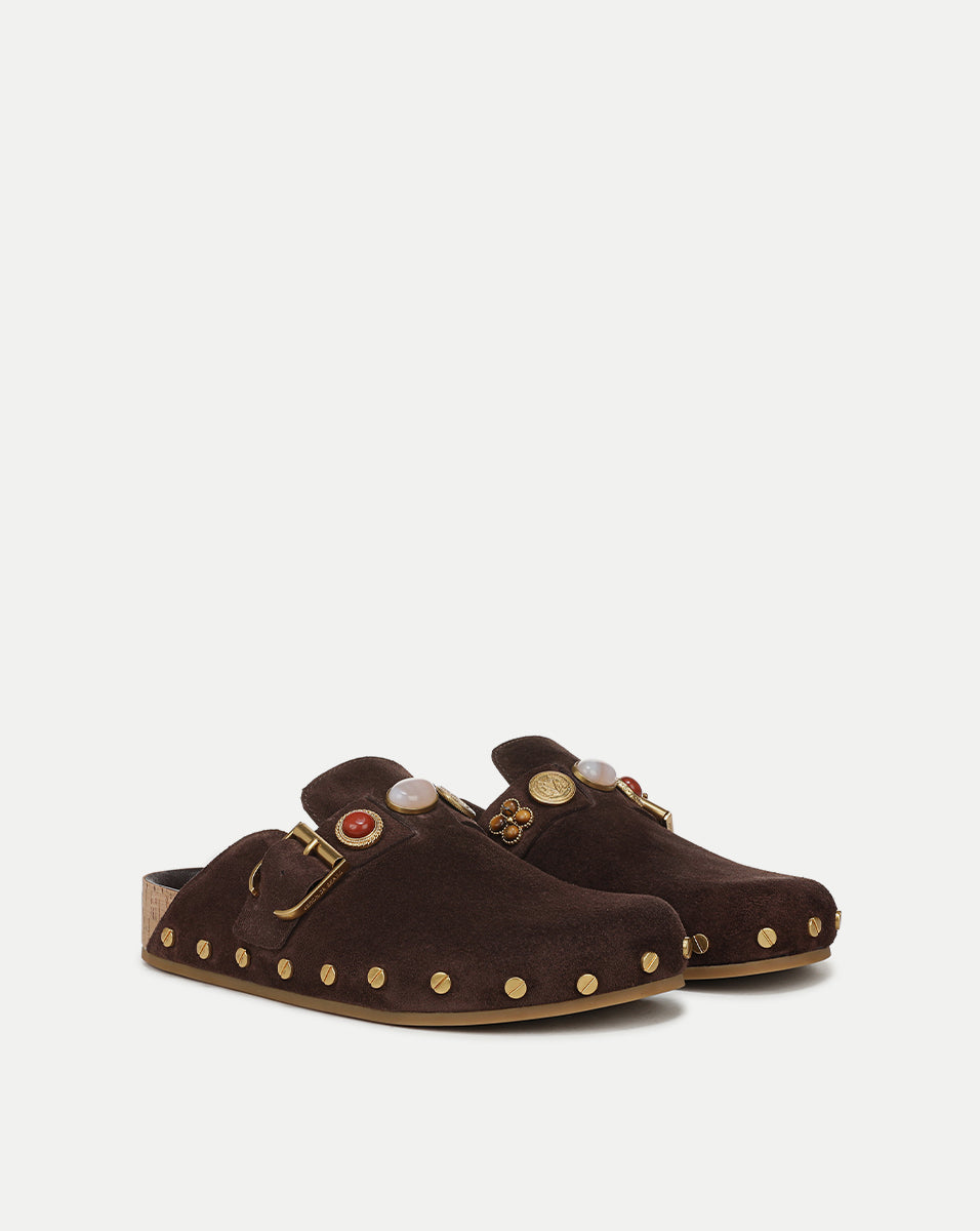 Veronica Beard | Fern Embellished Clog in Dark Brown Espresso