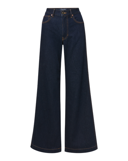 Veronica Beard | Kasey Wide-Leg Jean in Indigo Rinse Indigo Rinse