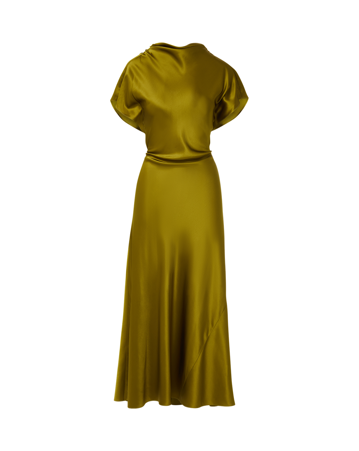 Veronica Beard | Redgrave Silk Midi Dress in Moss Green Moss