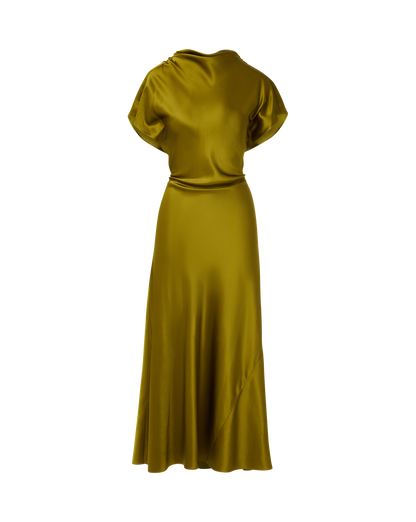 Veronica Beard | Redgrave Silk Midi Dress in Moss Green Moss