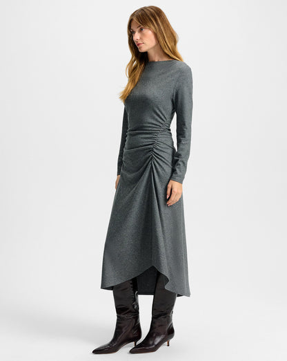 Veronica Beard | Theodora Wool Midi Dress in Medium Heather Grey Medium Heather Grey