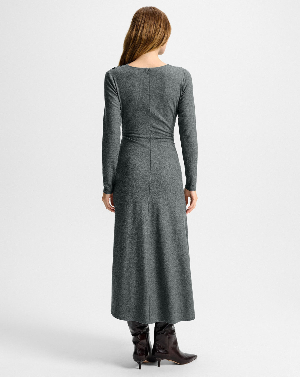 Veronica Beard | Theodora Wool Midi Dress in Medium Heather Grey Medium Heather Grey