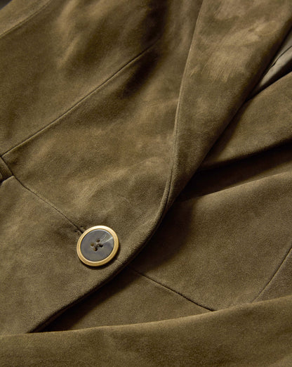 Veronica Beard | Duane Suede Dickey Jacket in Dark Green Cypress Cypress
