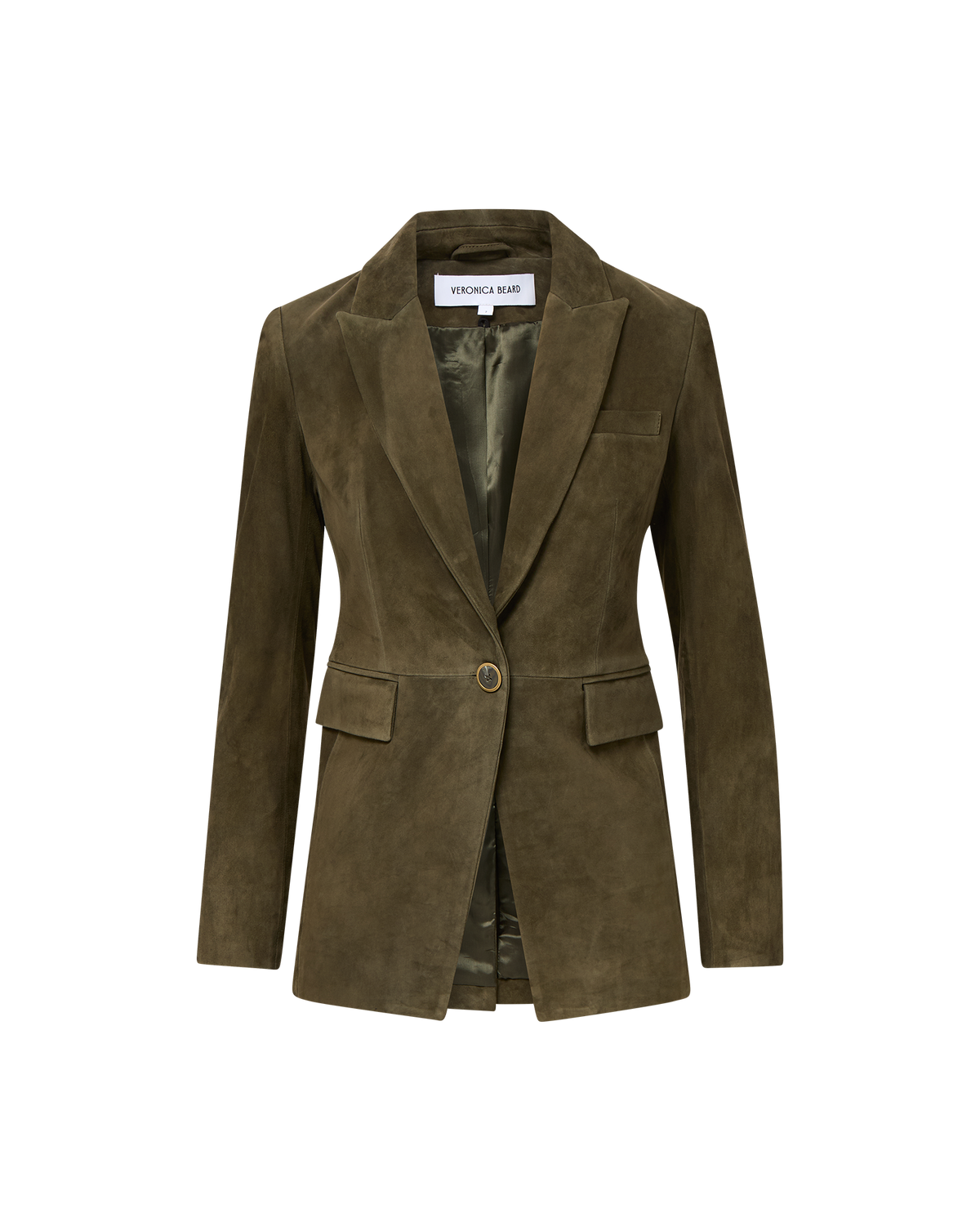Veronica Beard | Duane Suede Dickey Jacket in Dark Green Cypress Cypress