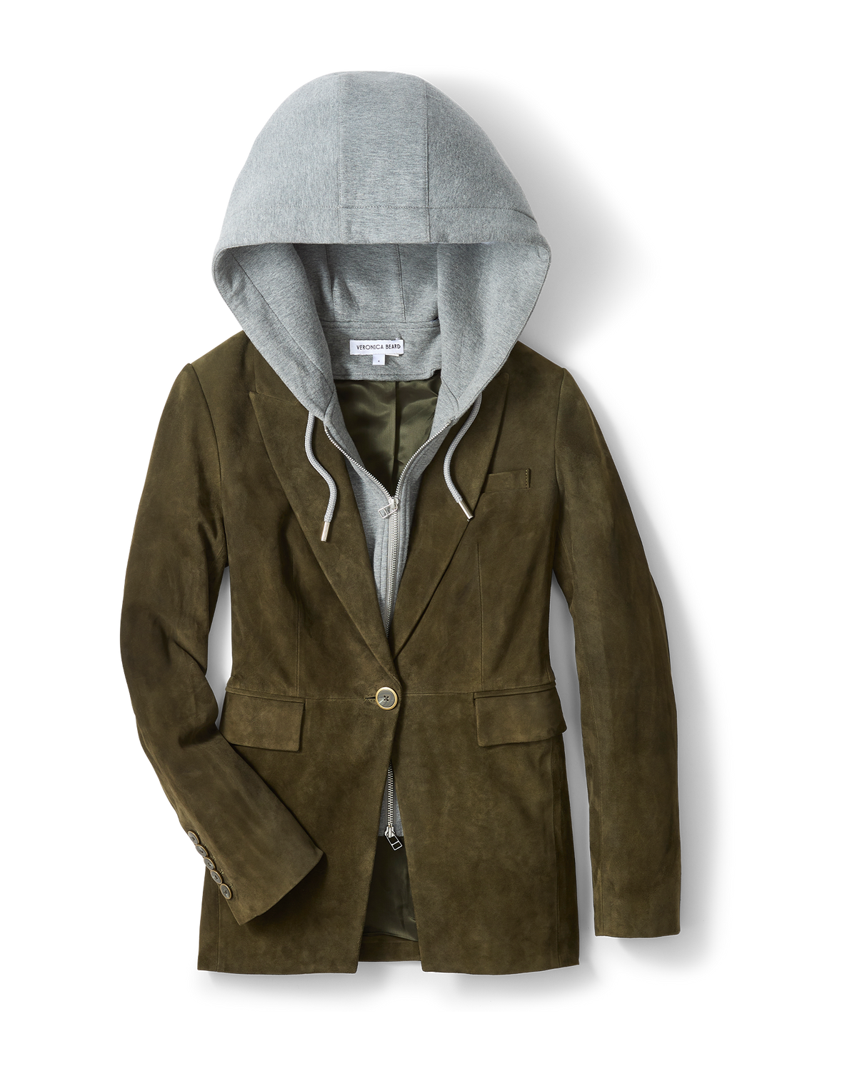 Veronica Beard | Duane Suede Dickey Jacket in Dark Green Cypress Cypress