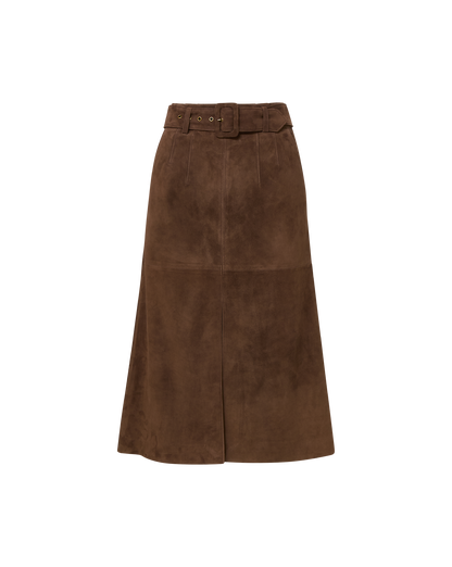 Veronica Beard | Alexie Suede Midi Skirt in Mocha Brown Mocha