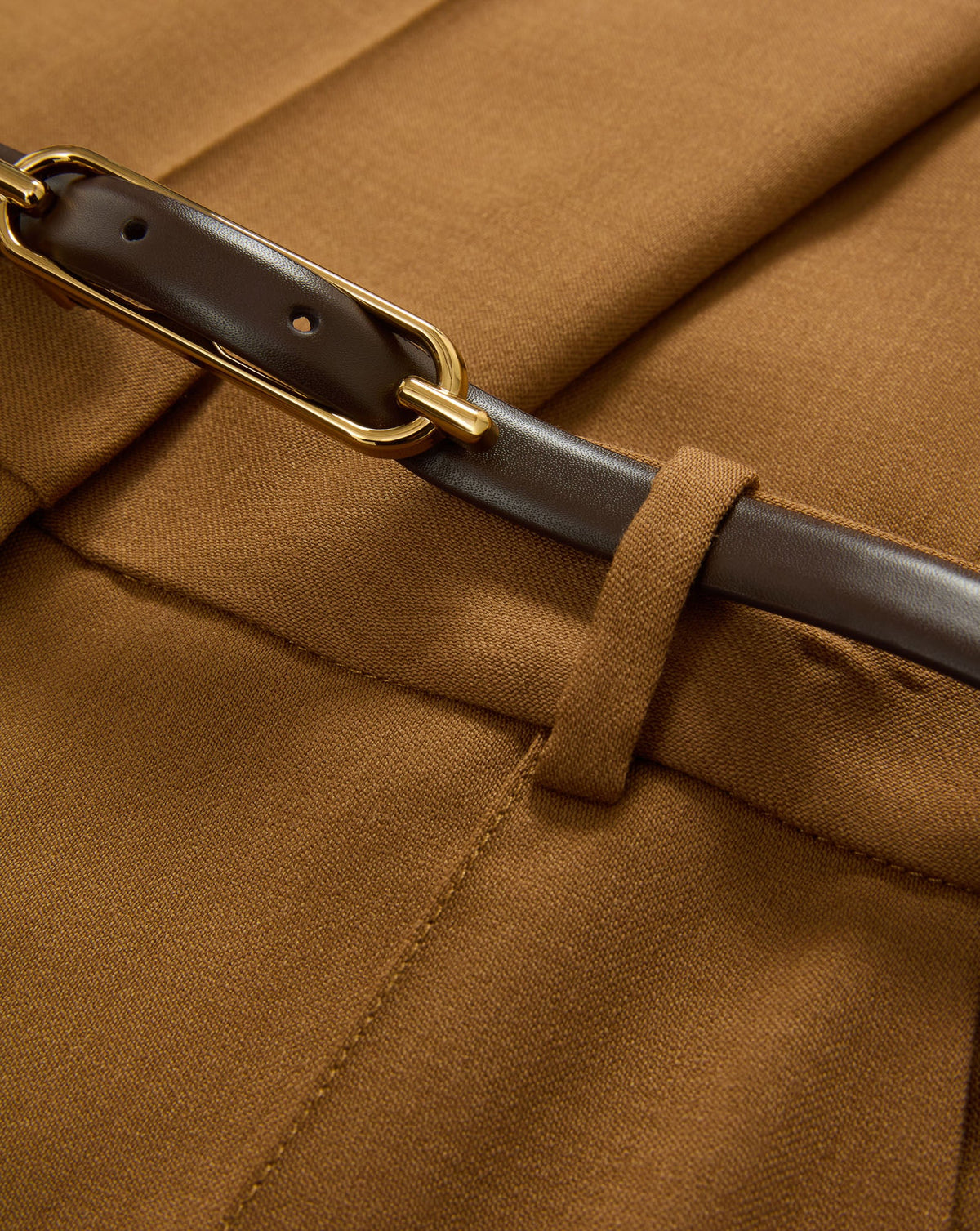 Veronica Beard | Gracie Belted Flare Pant in Tan Dark Acorn Dark Acorn