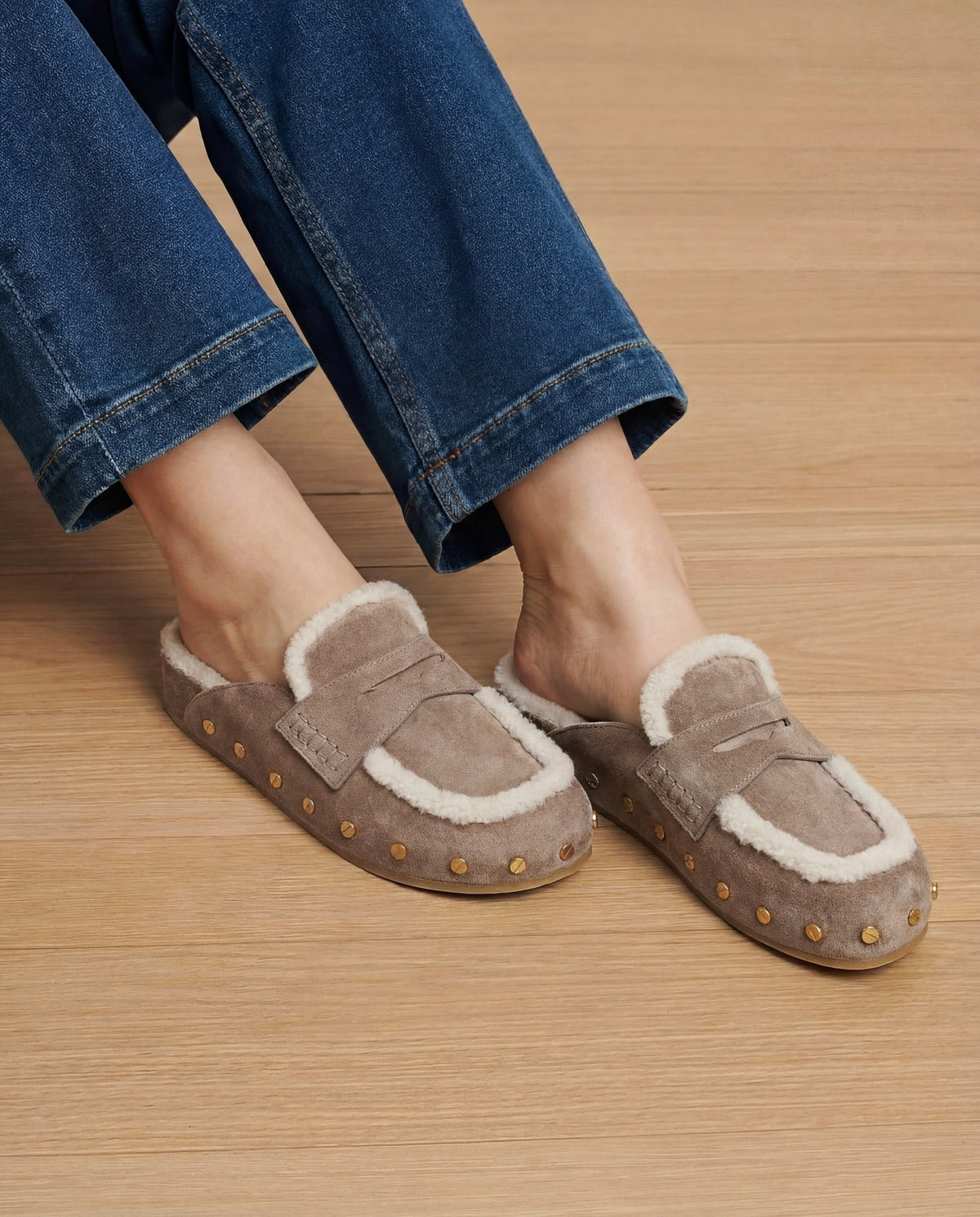 Veronica Beard | Fenix Shearling Mule in Bark Bark