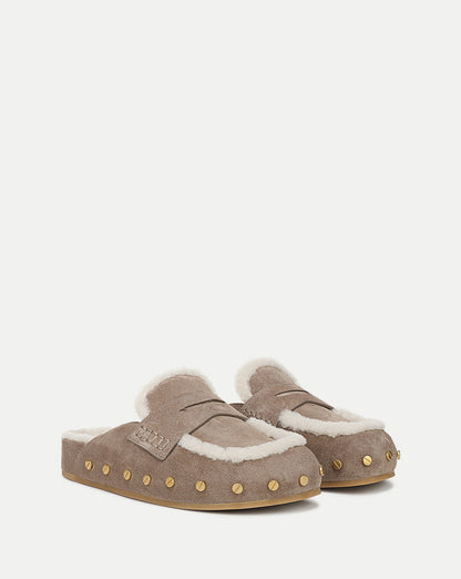 Veronica Beard | Fenix Shearling Mule in Bark Bark
