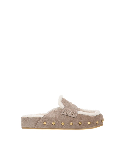 Veronica Beard | Fenix Shearling Mule in Bark Bark