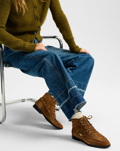 Veronica Beard | Phaedra Charm Ankle Boot in Tan Suede Hazelwood Hazelwood