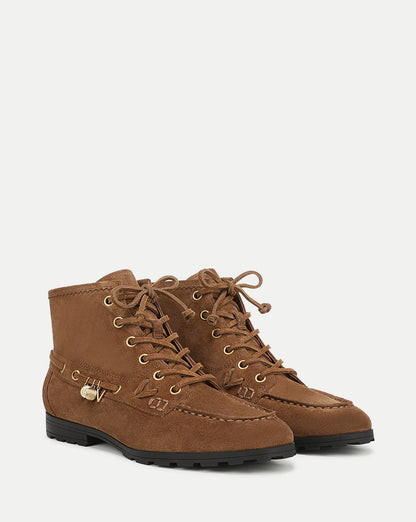 Veronica Beard | Phaedra Charm Ankle Boot in Tan Suede Hazelwood Hazelwood