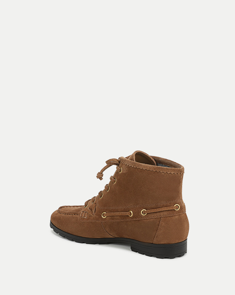 Veronica Beard | Phaedra Charm Ankle Boot in Tan Suede Hazelwood Hazelwood