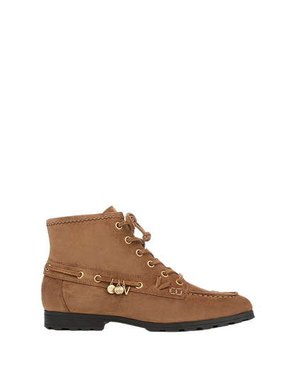 Veronica Beard | Phaedra Charm Ankle Boot in Tan Suede Hazelwood Hazelwood