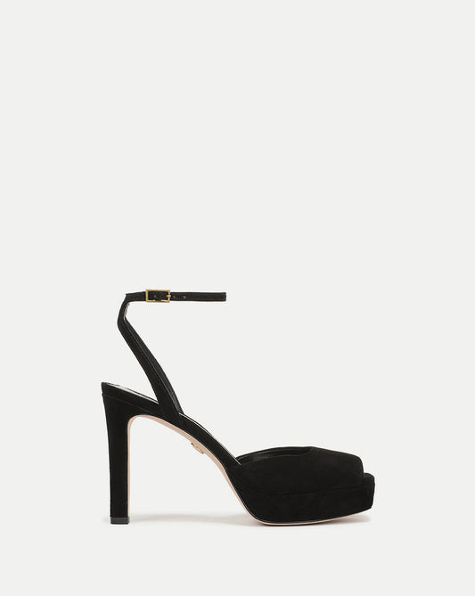 Veronica Beard | Brianne Platform Heel Sandal in Black Seude Black