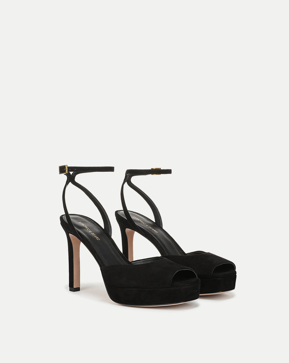 Veronica Beard | Brianne Platform Heel Sandal in Black Seude Black