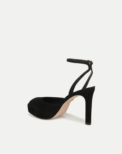 Veronica Beard | Brianne Platform Heel Sandal in Black Seude Black