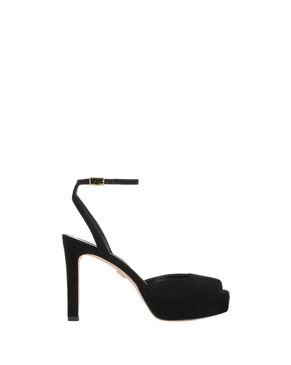 Veronica Beard | Brianne Platform Heel Sandal in Black Seude Black
