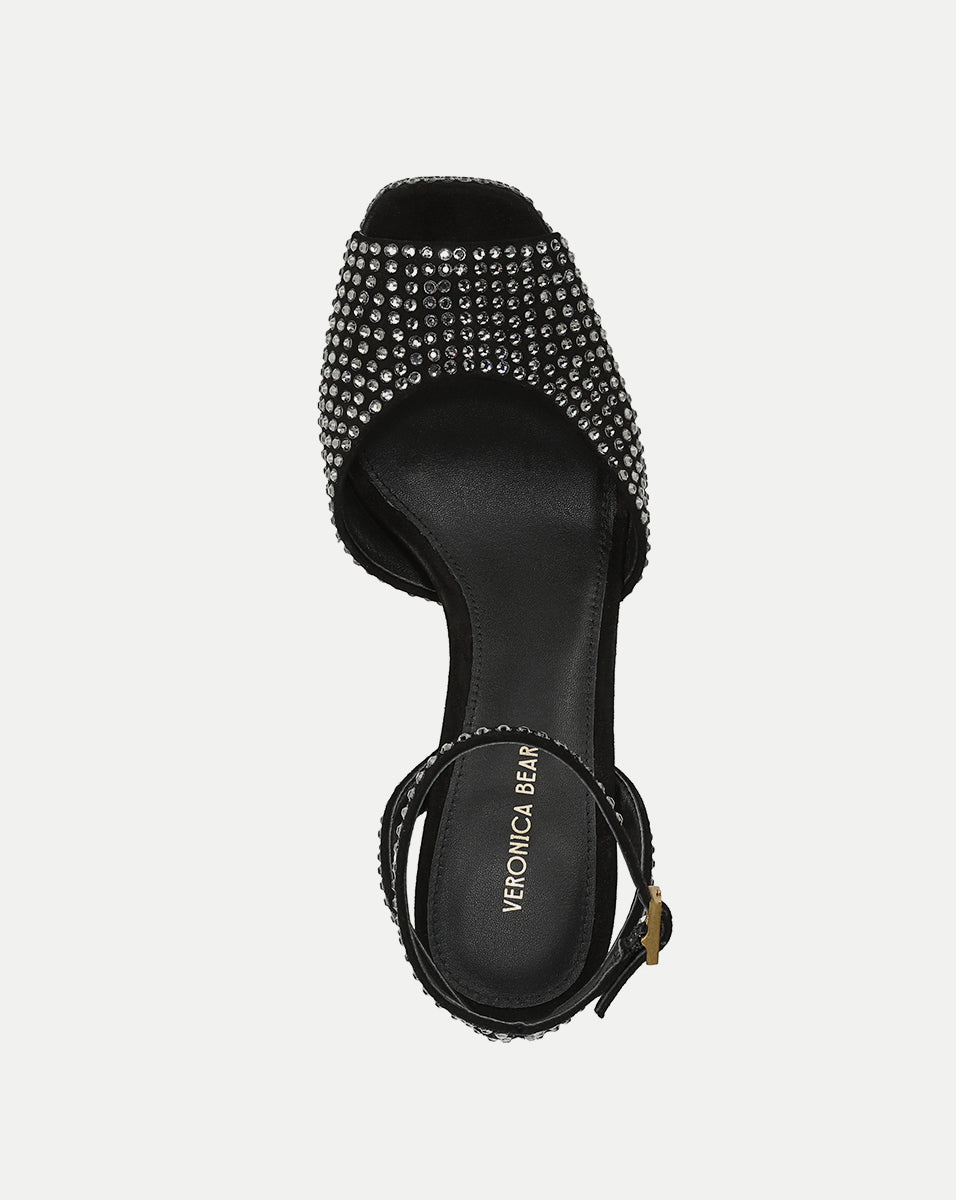 Veronica Beard | Brianne Crystal Platform Heel Sandal in Black Black