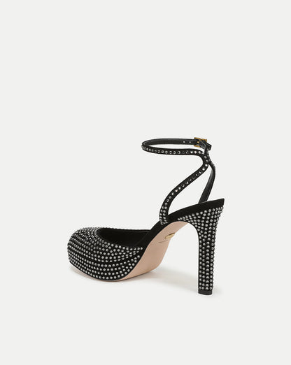 Veronica Beard | Brianne Crystal Platform Heel Sandal in Black Black