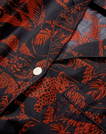 Veronica Beard | Short-Sleeve Cotton Pajama Set in Black/Red Black/Red