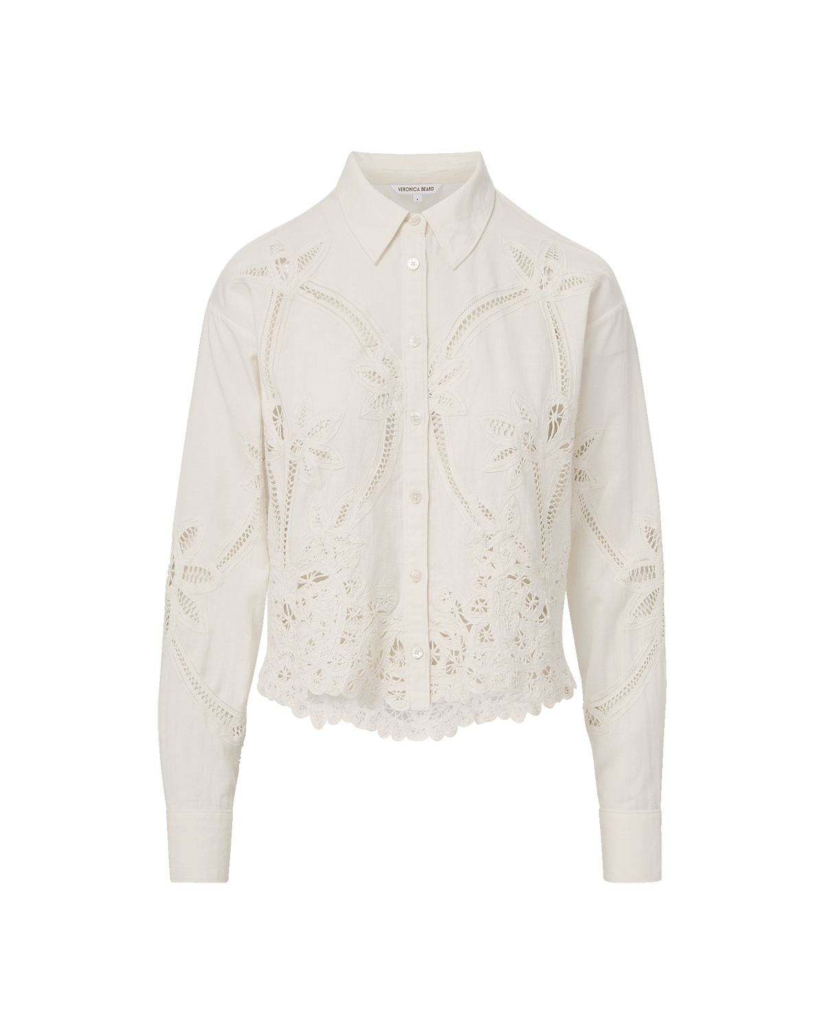 Veronica Beard | Aderes Eyelet Button-Down Shirt in Off- White Dove White Dove White