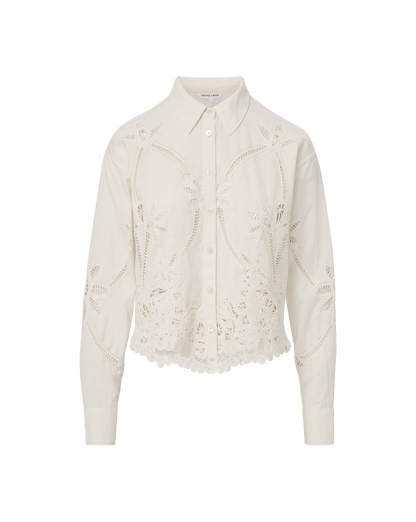 Veronica Beard | Aderes Eyelet Button-Down Shirt in Off- White Dove White Dove White