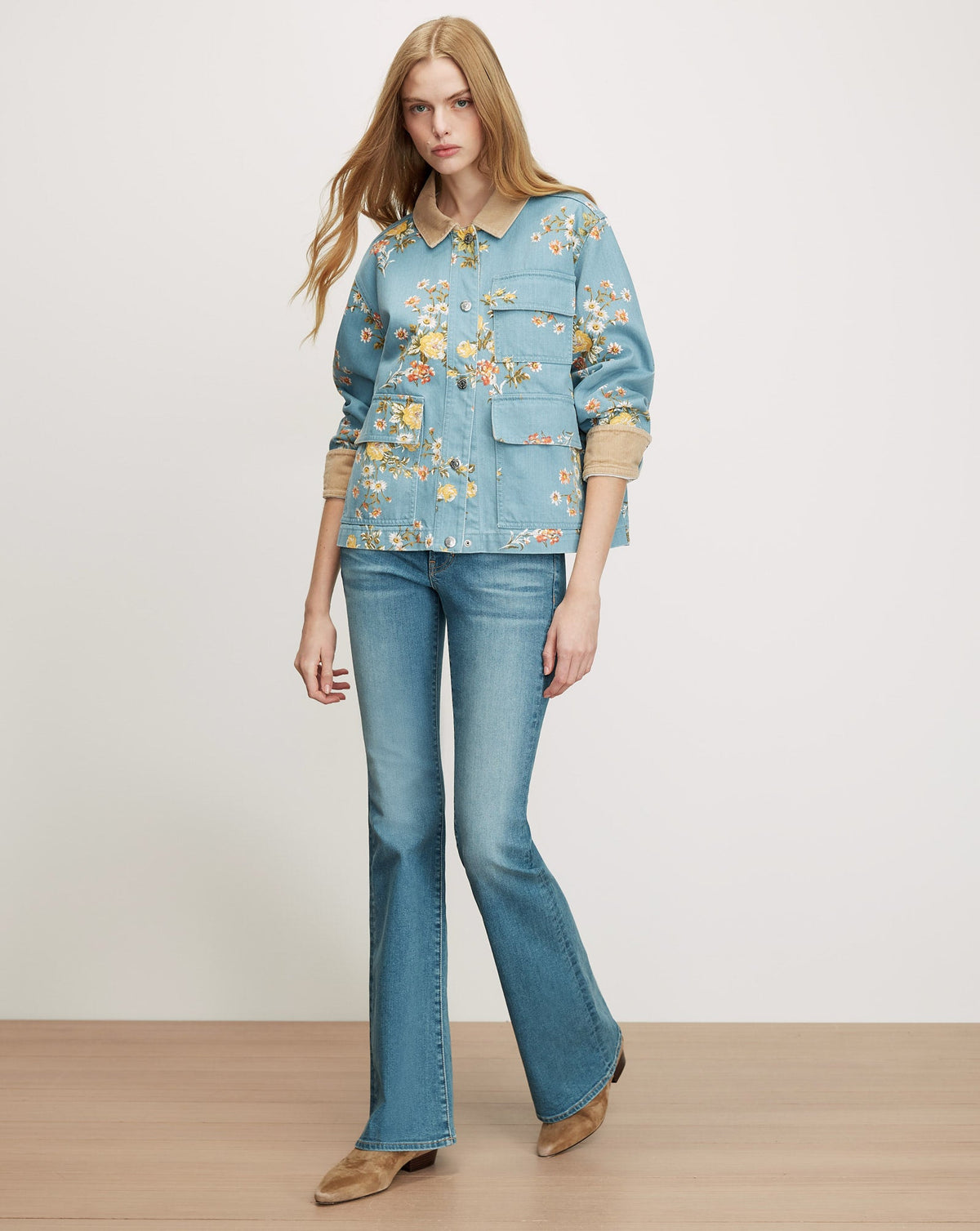 Veronica Beard | Leighton Floral Denim Jacket in Garden Bouquet Garden Bouquet