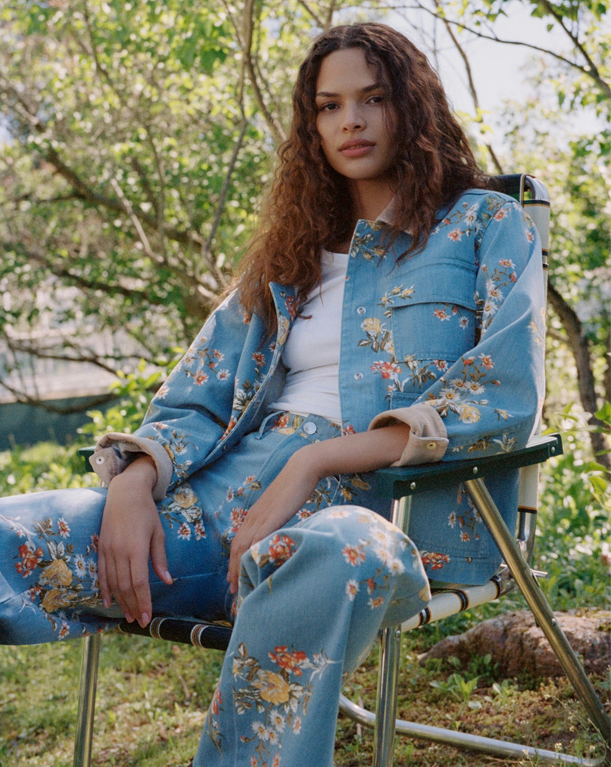 Veronica Beard | Leighton Floral Denim Jacket in Garden Bouquet Garden Bouquet
