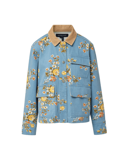 Veronica Beard | Leighton Floral Denim Jacket in Garden Bouquet Garden Bouquet