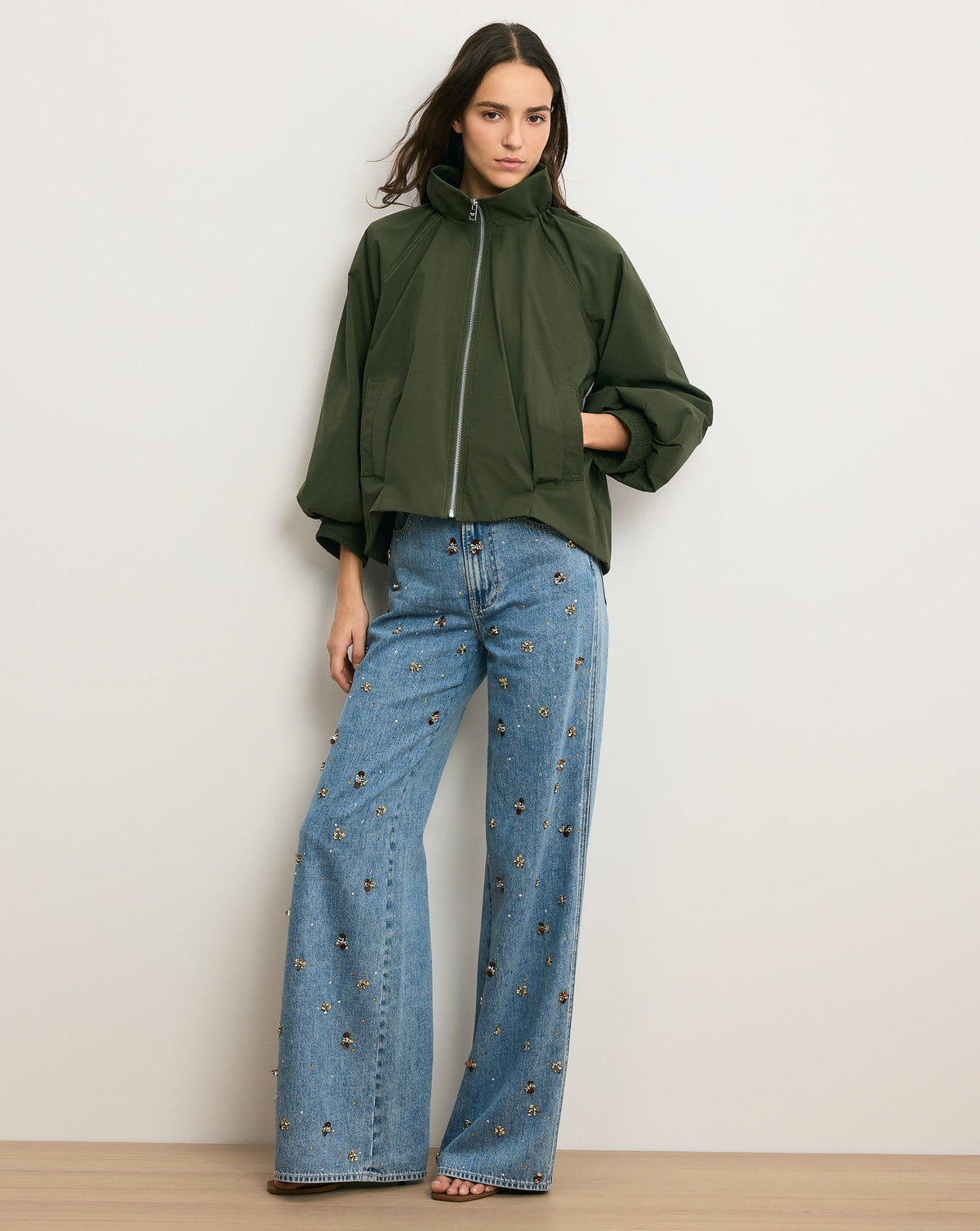 Veronica Beard | Circe Bubble Jacket in Army Army