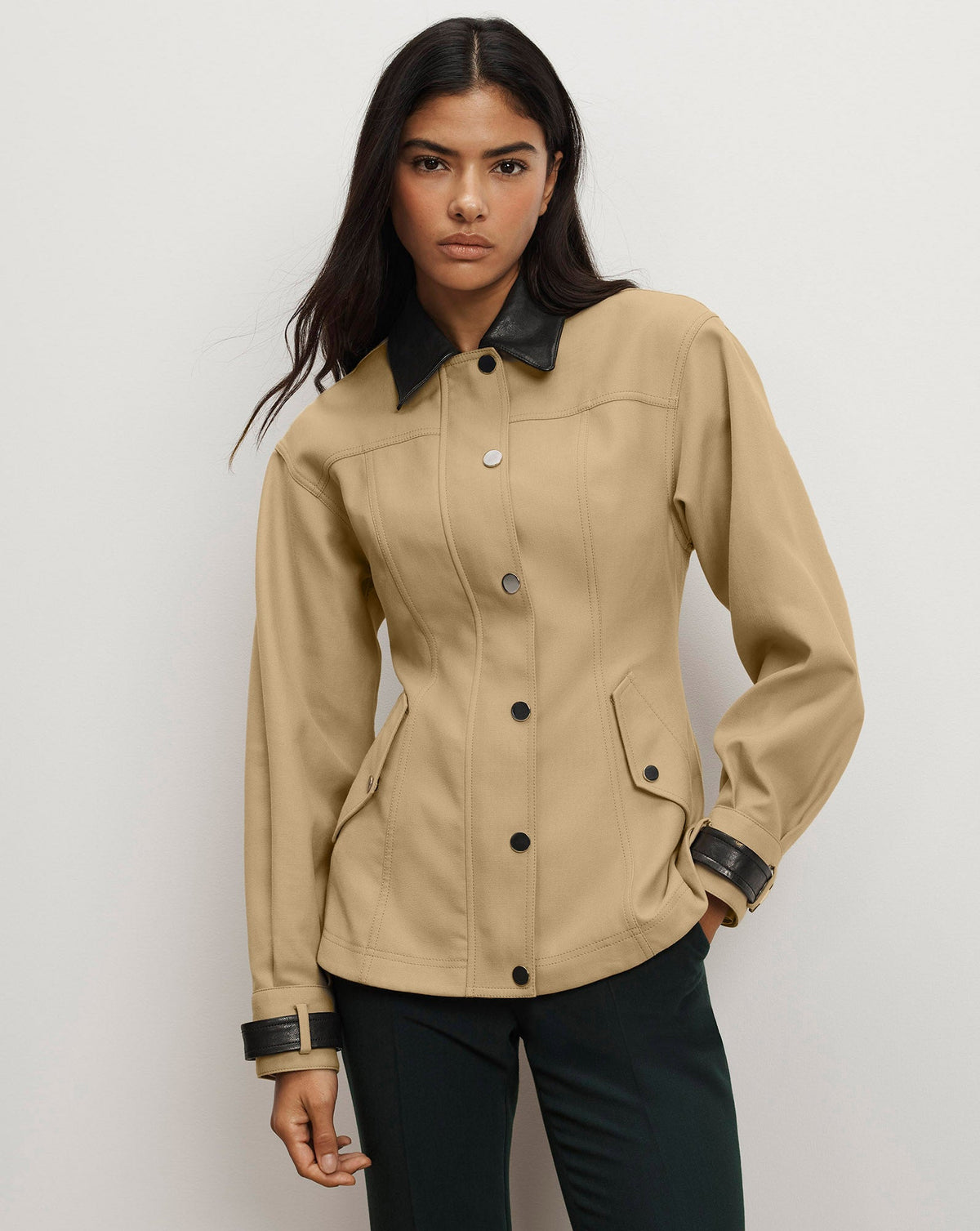 Veronica Beard | Talla Peplum Jacket in Tan Sand Sand