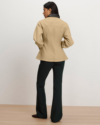Veronica Beard | Talla Peplum Jacket in Tan Sand Sand