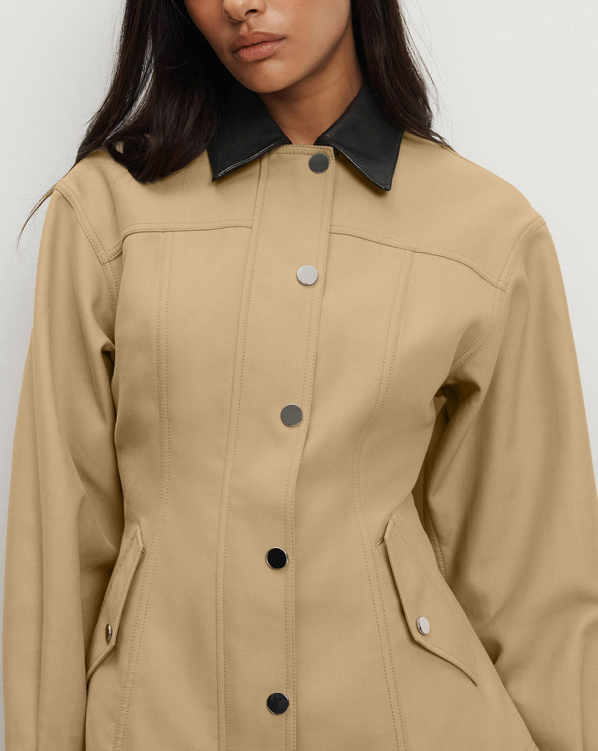 Veronica Beard | Talla Peplum Jacket in Tan Sand Sand